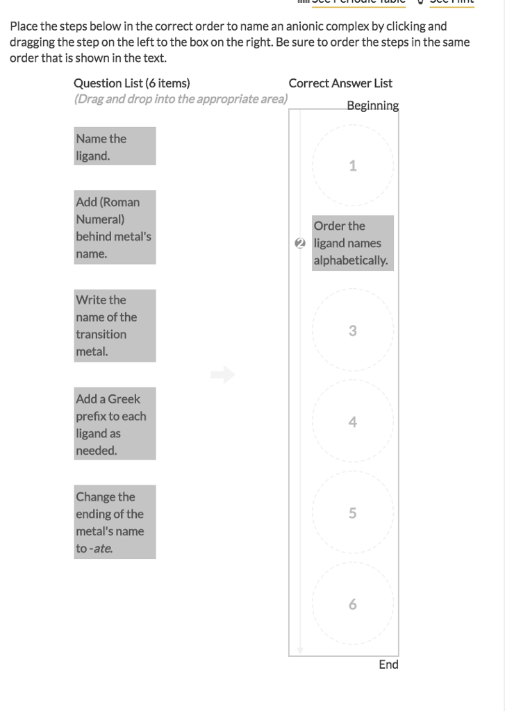 Solved Place the steps below in the correct order to name an | Chegg.com