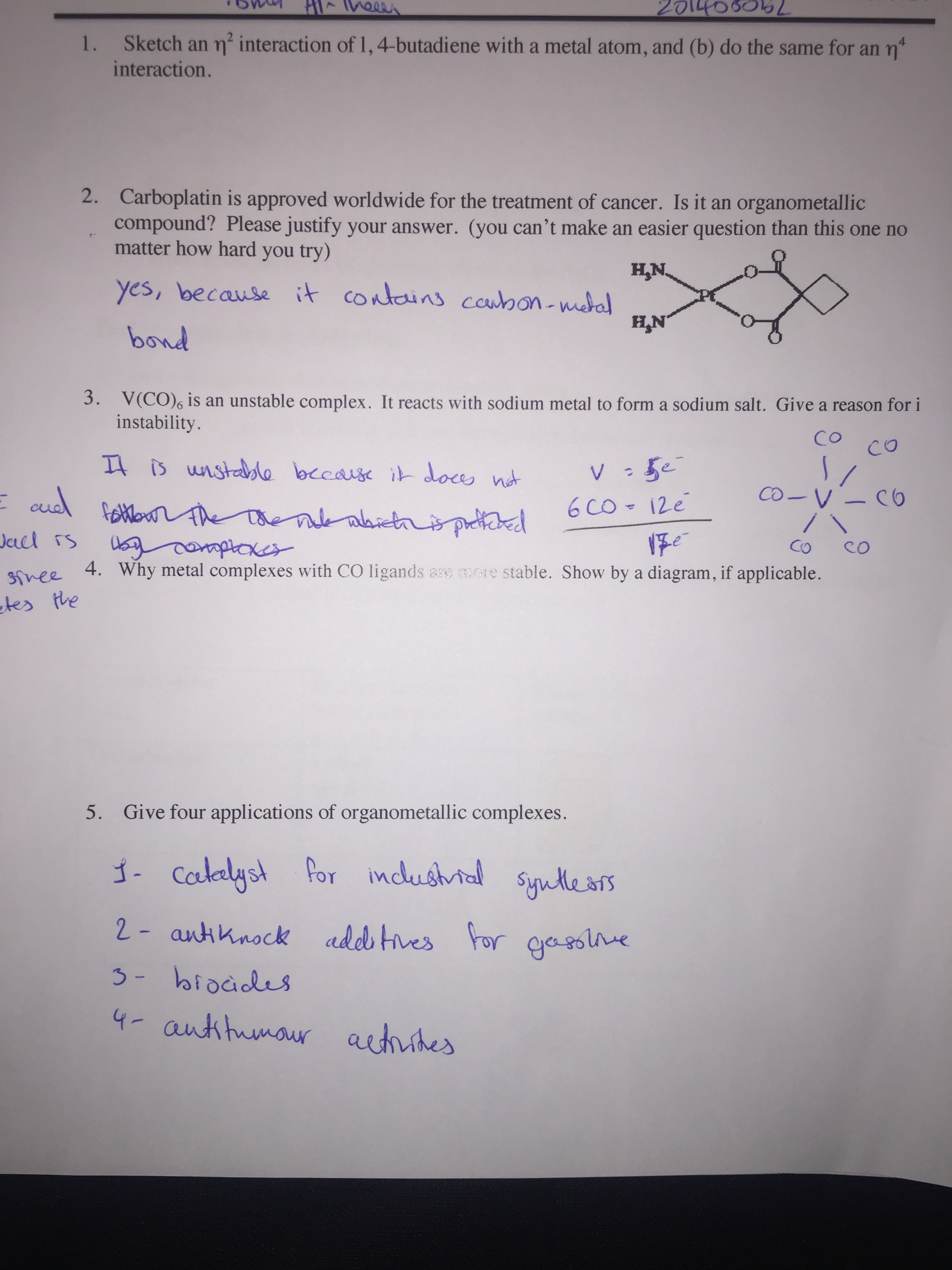 Inorganic chemistry worksheet | Chegg.com