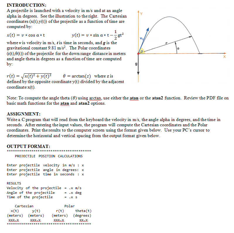 Solved INTRODUCTION: A projectile is launched with a | Chegg.com