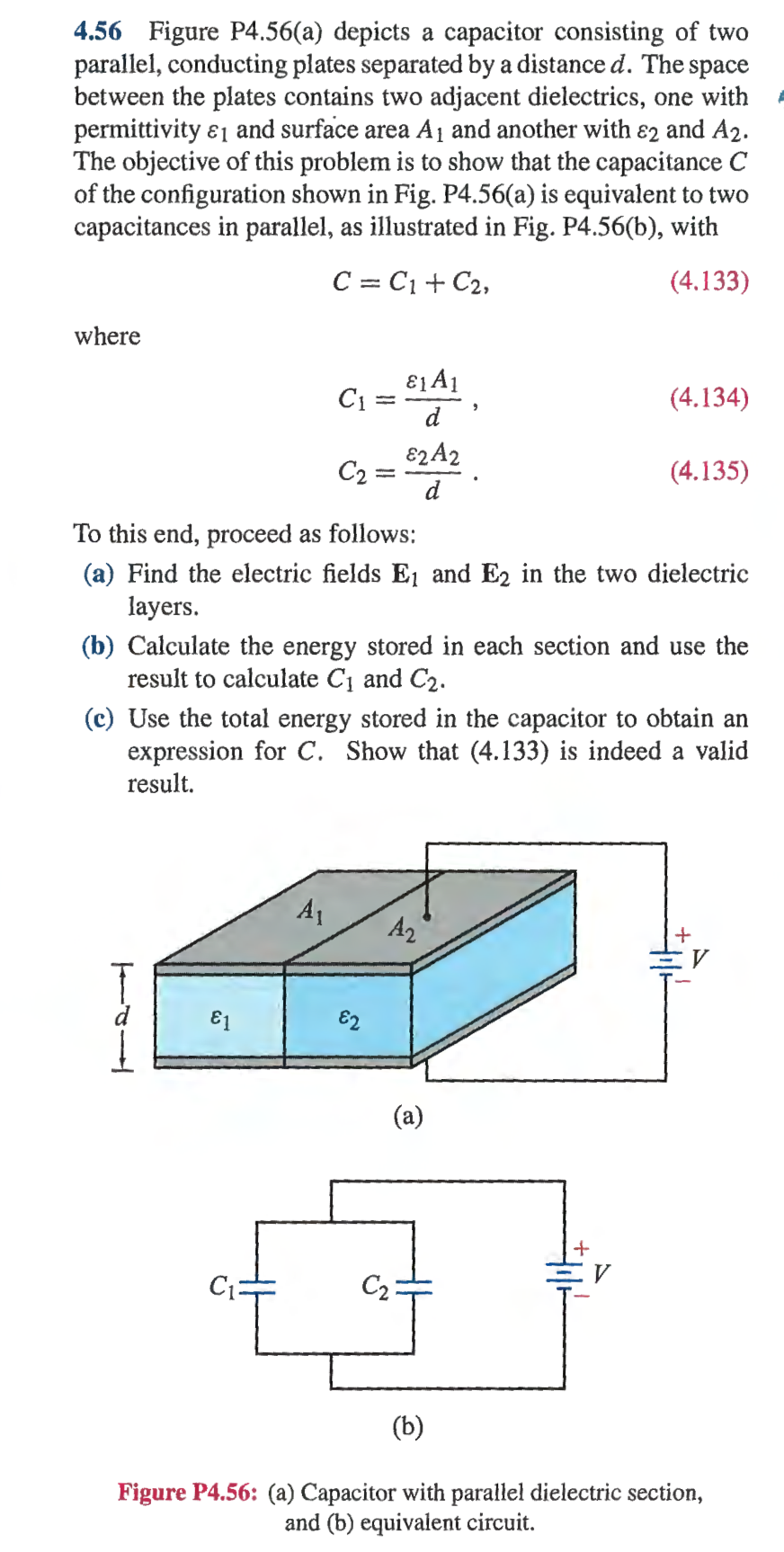 Figure P4 56 A Depicts A Capacitor Consisting Of Chegg 