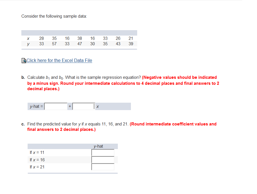 Solved Consider The Following Sample Data: B. Calculate B_1 | Chegg.com