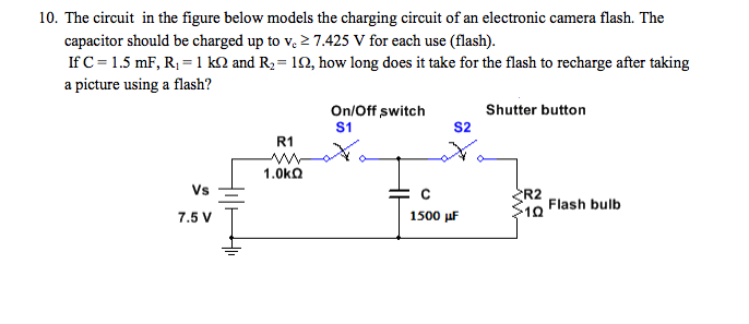Solved The circuit in the figure below models the charging | Chegg.com