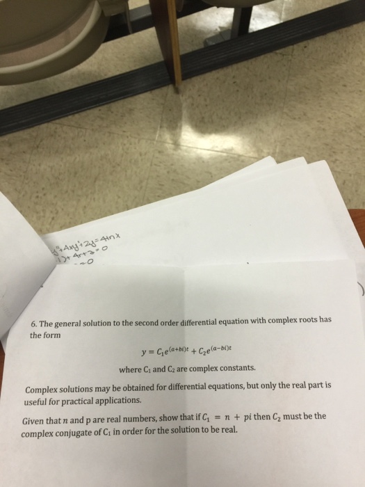 Solved The general solution to the second order differential | Chegg.com