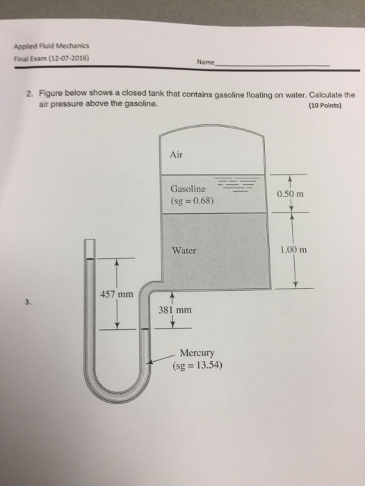 Solved Figure below shows a closed tank that contains