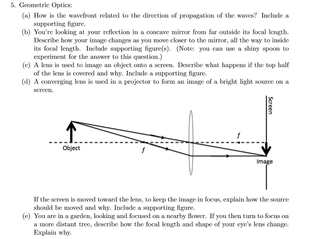 Solved 5. Geometric Optics: (a) How is the wavefront related | Chegg.com