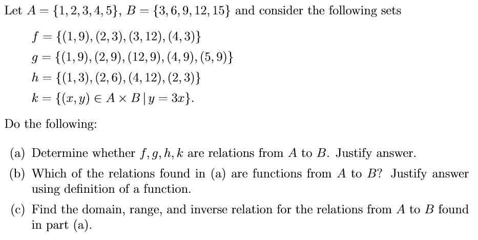 Solved Let A 1,2,3,4,5], B 13,6,9,12, 15 and consider the | Chegg.com