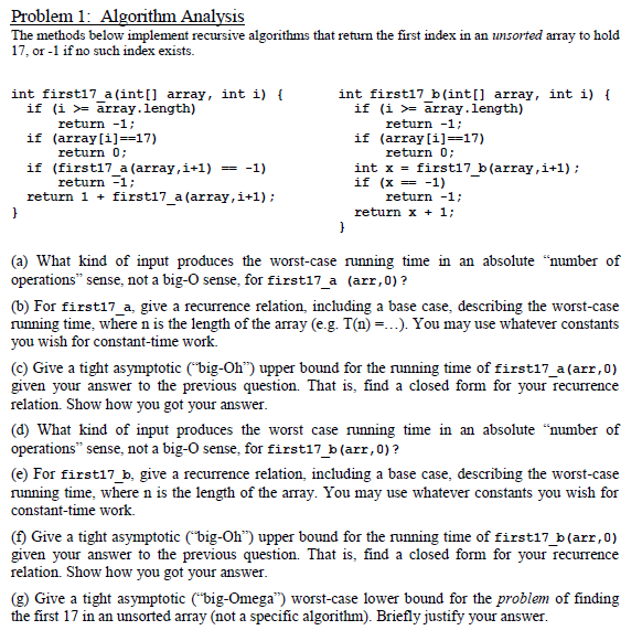The methods below implement recursive algorithms that | Chegg.com