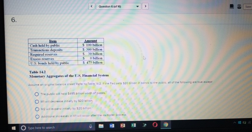 Solved Question 5 (of 16) 5. In order to decrease the money | Chegg.com