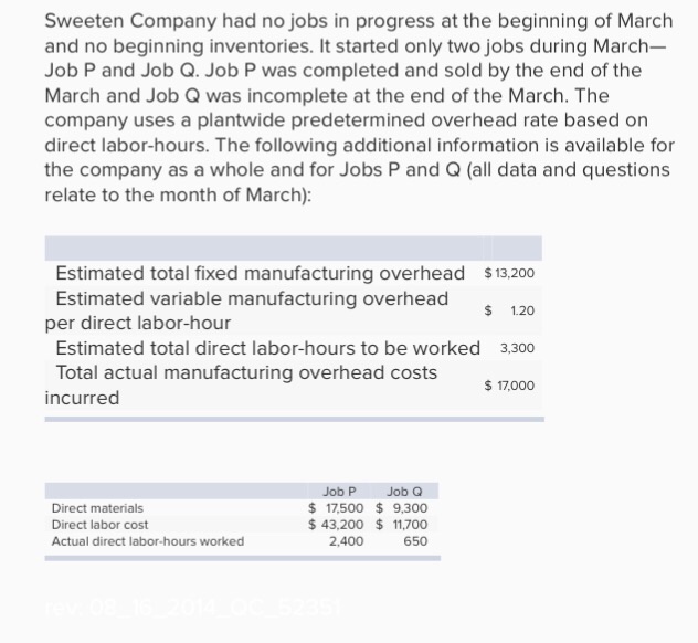 Solved Assume the ending raw materials inventory is 2,300