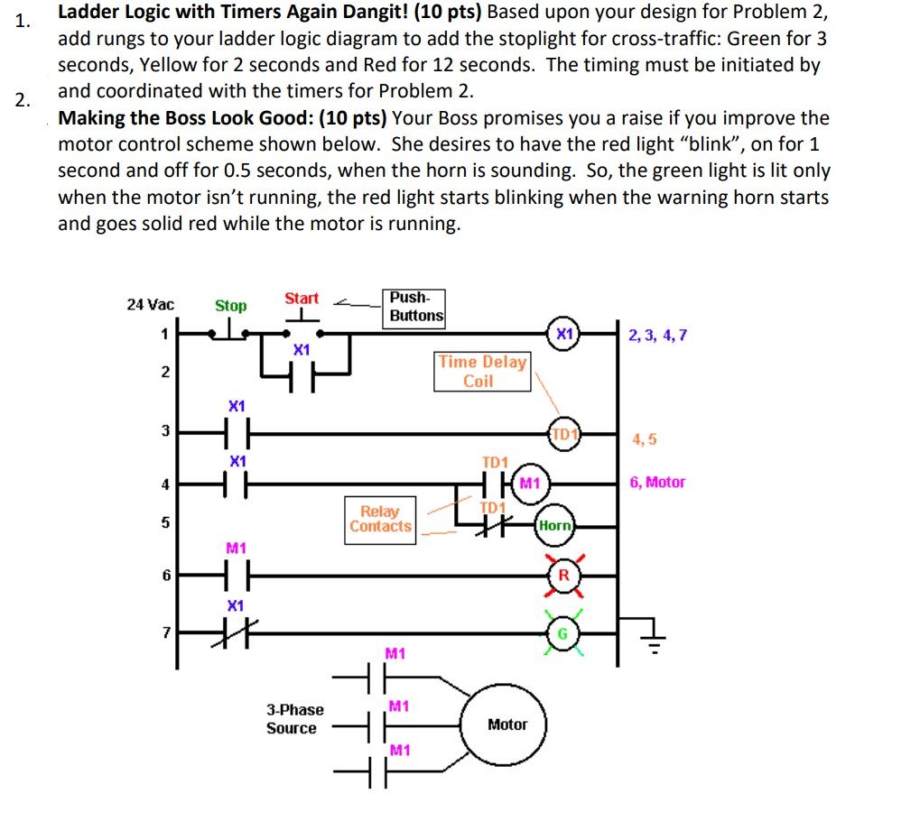 Solved 1. Ladder Logic with Timers Again Dangit! (10 pts) | Chegg.com