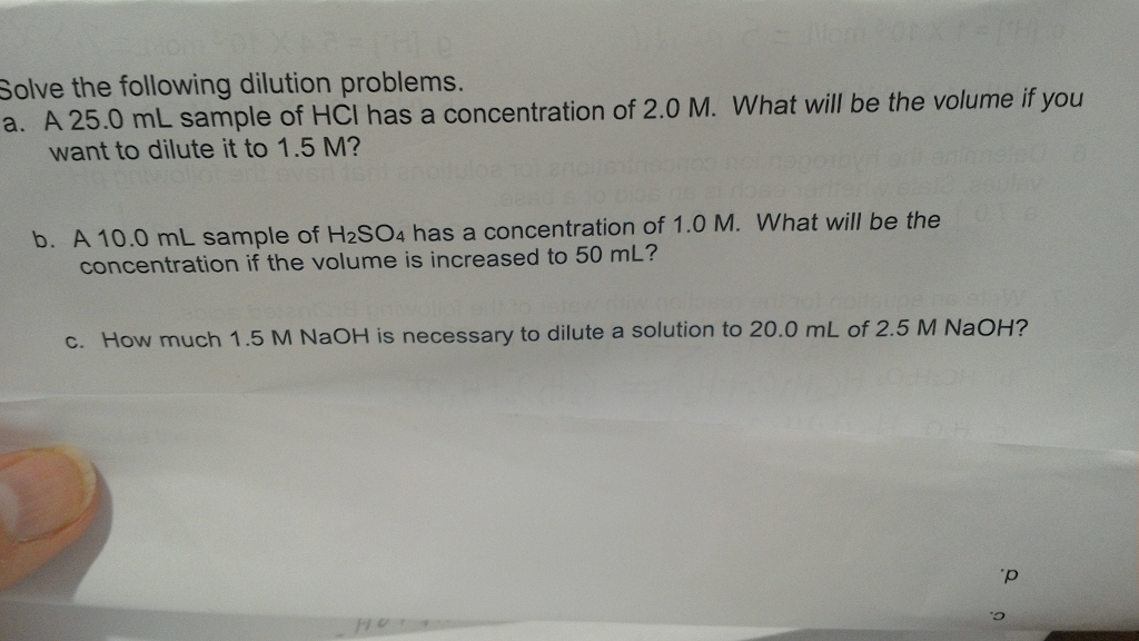 Solved Solve the following dilution problems. 0 mL sample of