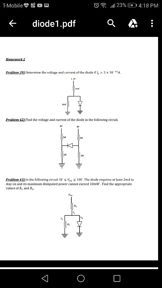 Solved Determine the voltage and current of the diode if I_5 | Chegg.com