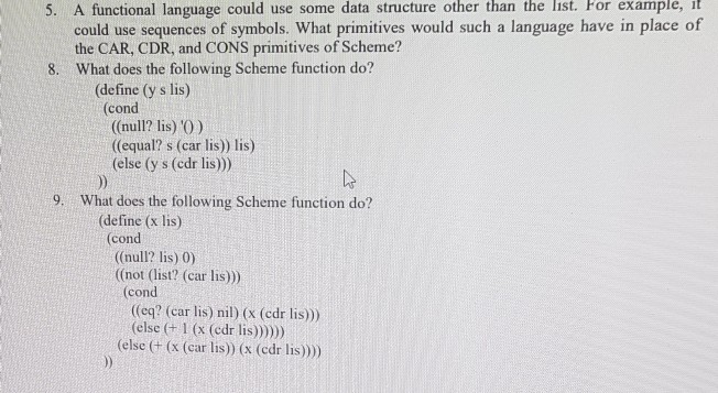 Solved 5. A functional language could use some data | Chegg.com