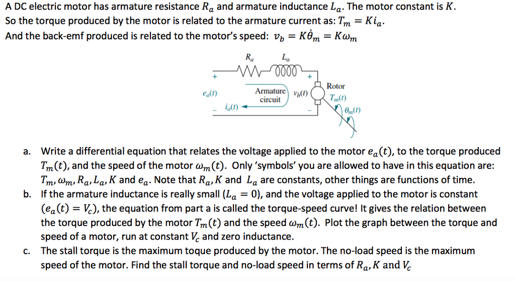 Solved A DC electric motor has armature resistance R_a and