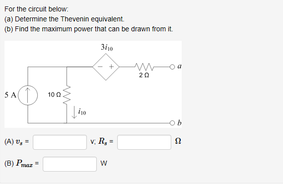 Solved For the circuit below (a) Determine the Thevenin | Chegg.com