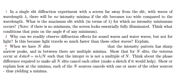 Solved In a single slit diffraction experiment with a screen | Chegg.com