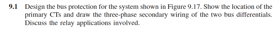 Solved 9.1 Design the bus protection for the system shown in | Chegg.com