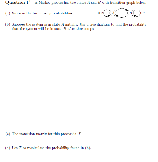 Solved Question +A Markov process has two states A and B | Chegg.com