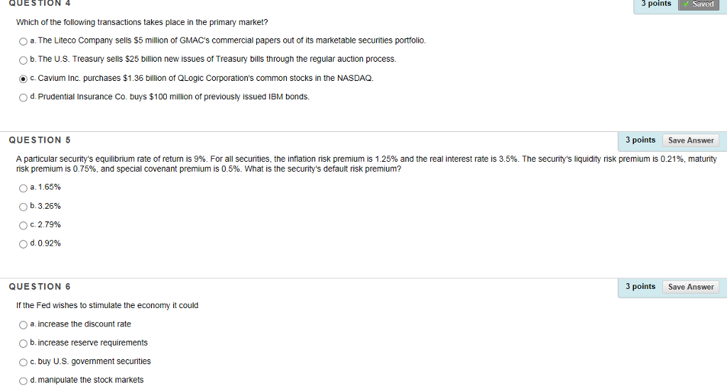 Solved QUESTION 1 3 points Save Answer A $1 million jumbo CD | Chegg.com