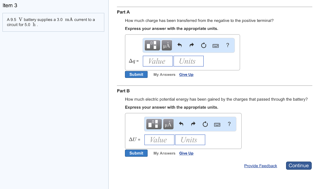 Solved A 9.5 V battery supplies a 3.0 mA current to a
