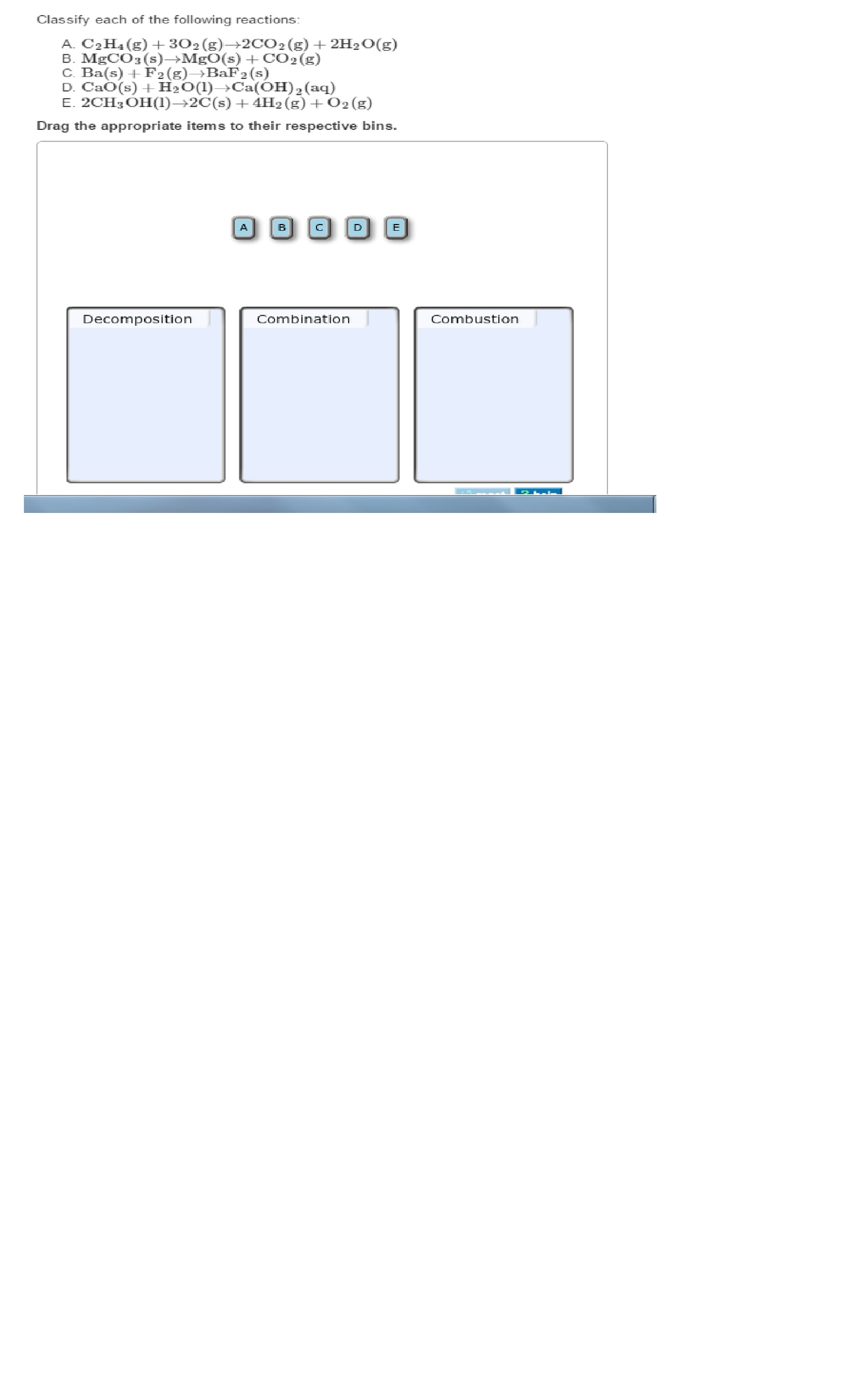 Solved Classify each of the following reactions A. C 2H 4 Chegg