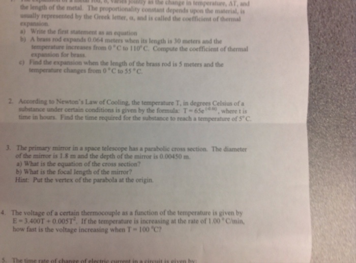 Solved Write the first statement as an equation A brass rod