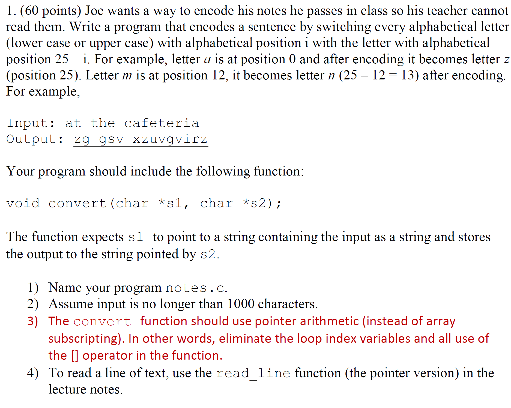 Solved 1 60 Points Joe Wants A Way To Encode His Notes He Chegg