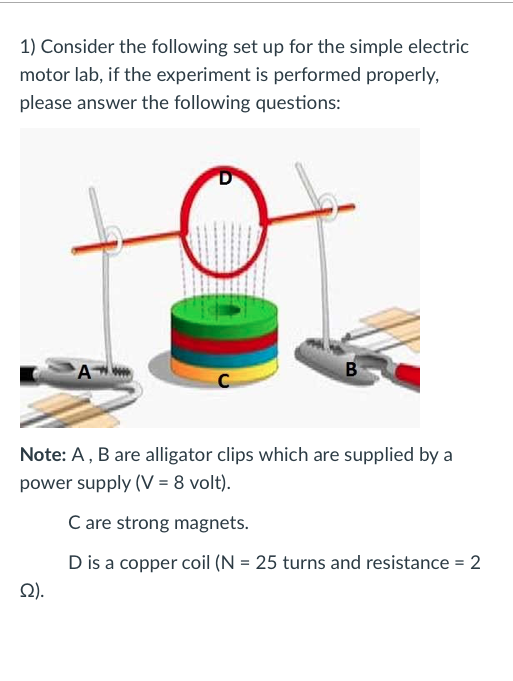 Solved 1) Consider the following set up for the simple