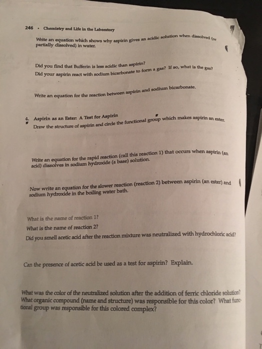 Solved Write an equation which shows why aspirin gives an
