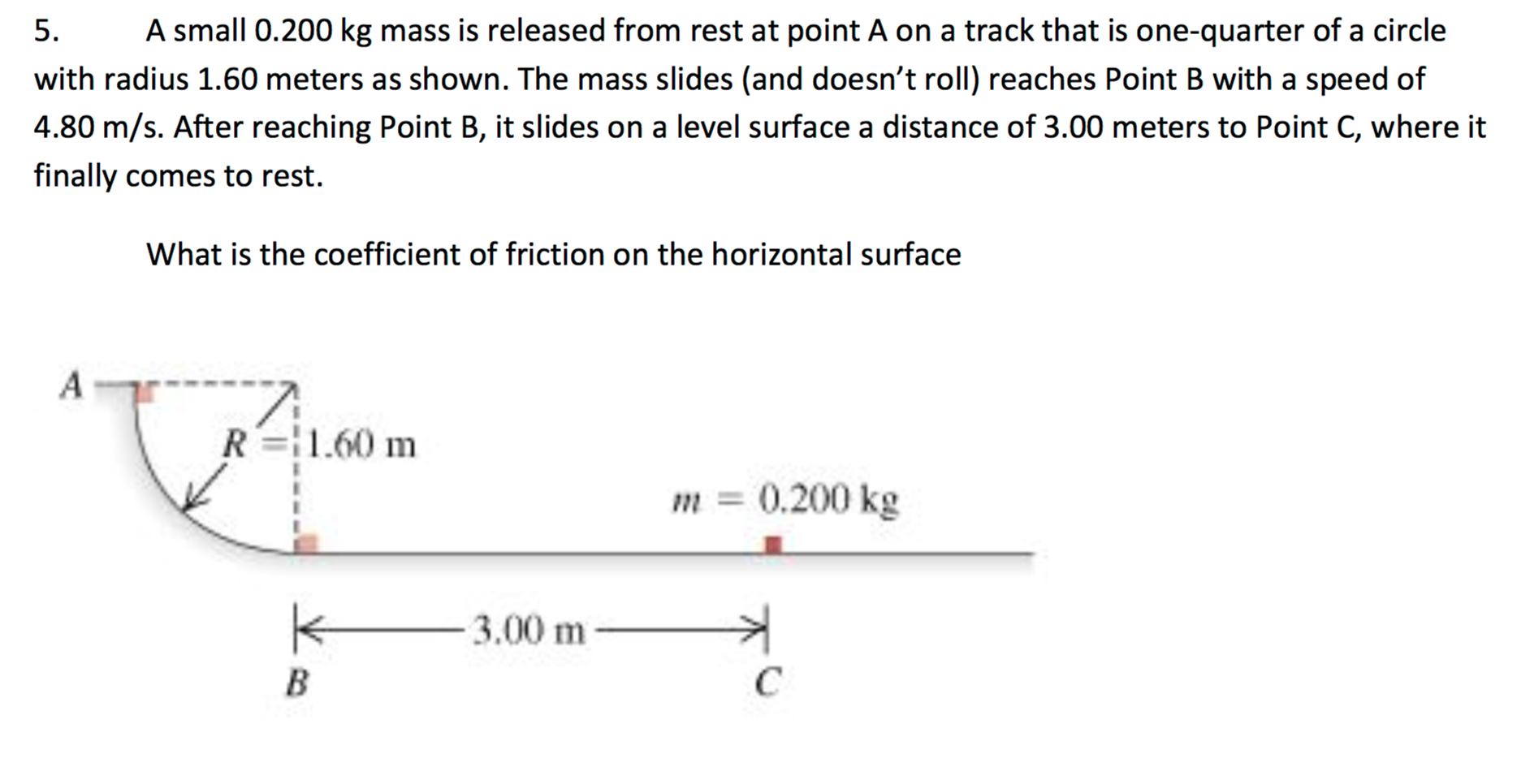 Solved A small 0.200 kg mass is released from rest at point | Chegg.com