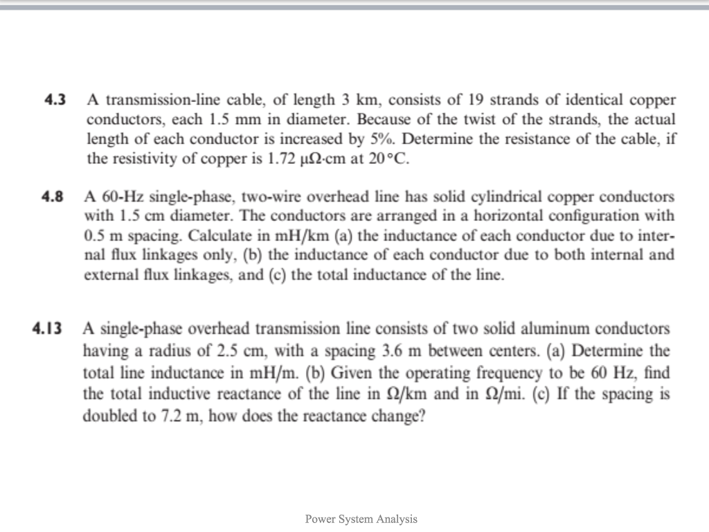 Solved A transmission-line cable, of length 3 km, consists | Chegg.com