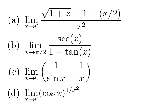 Solved Find the following limits (a) lim x tends to 0 | Chegg.com