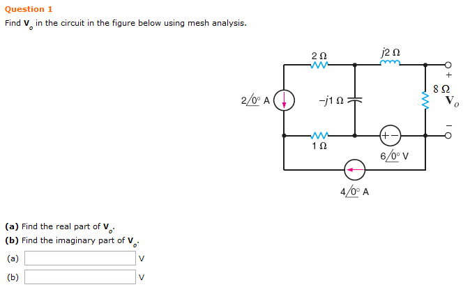 Solved Find Vo In The Circuit In The Figure Below Using Mesh