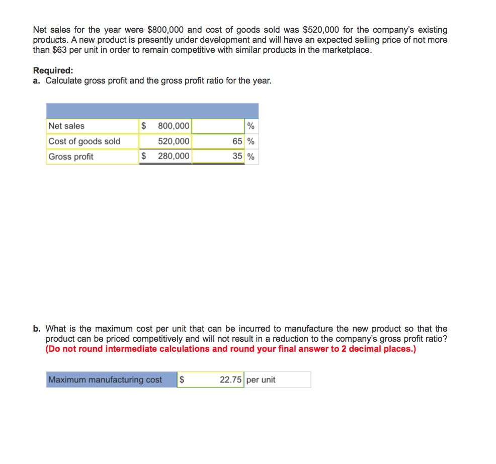 Solved Net sales for the year were 800,000 and cost of