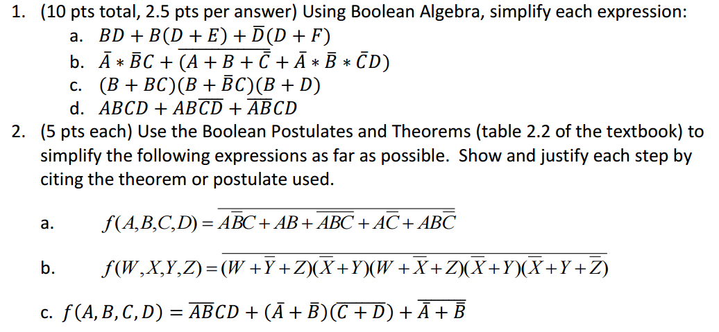 Solved Using Boolean Algebra, Simplify Each Expression: BD | Chegg.com