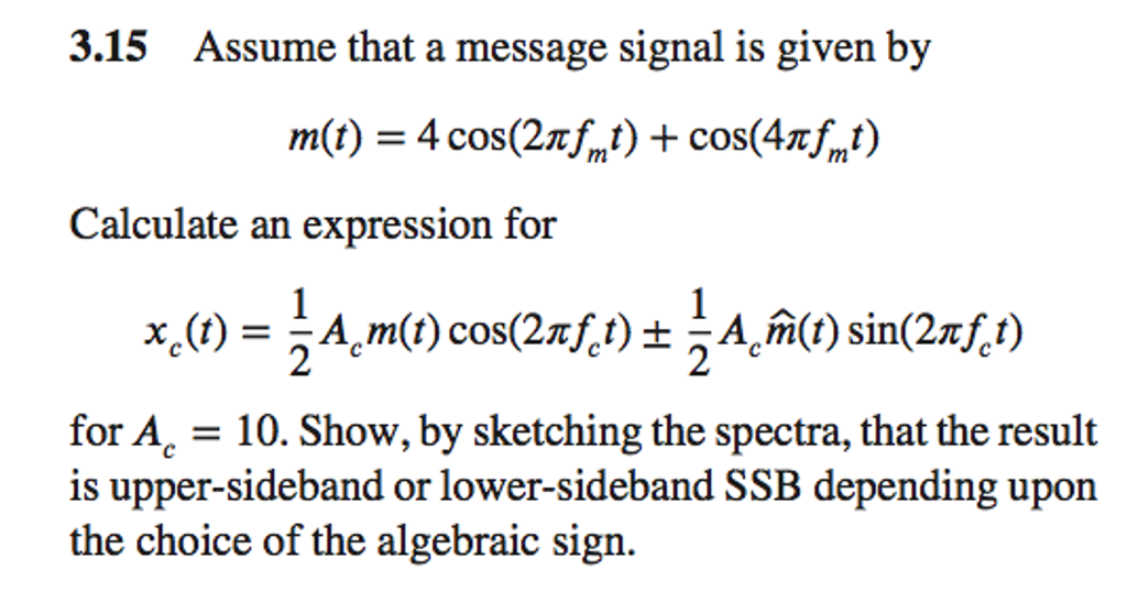 Assume That A Message Signal Is Given By M(t) = | Chegg.com