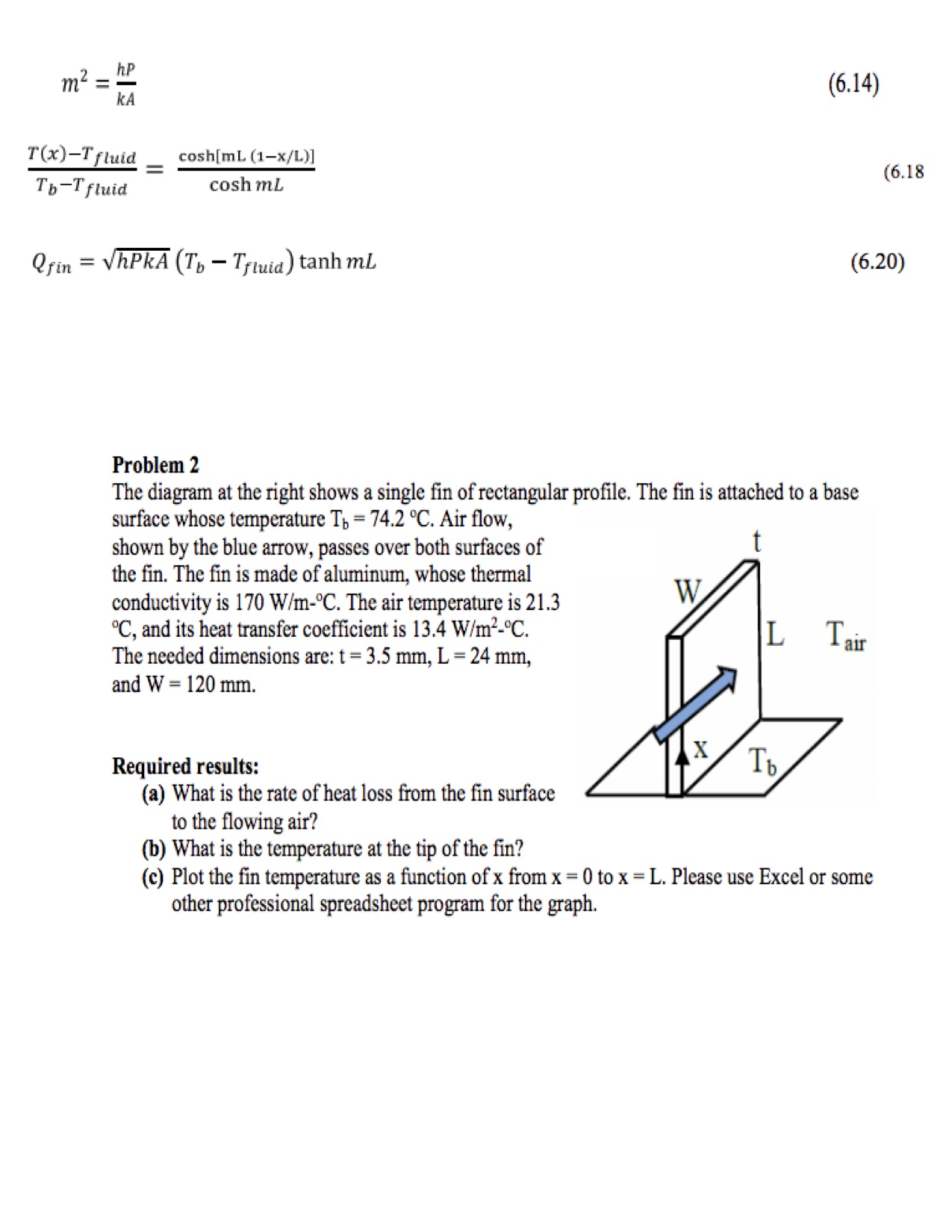 Solved m_2 = hP/kA T(x) - Tf tuid = cosh[mL(1-x/L)] / | Chegg.com