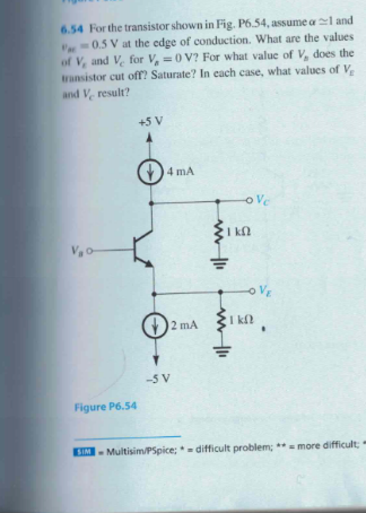 Solved For the transistor shown in Fig, P6.54.assume alpha