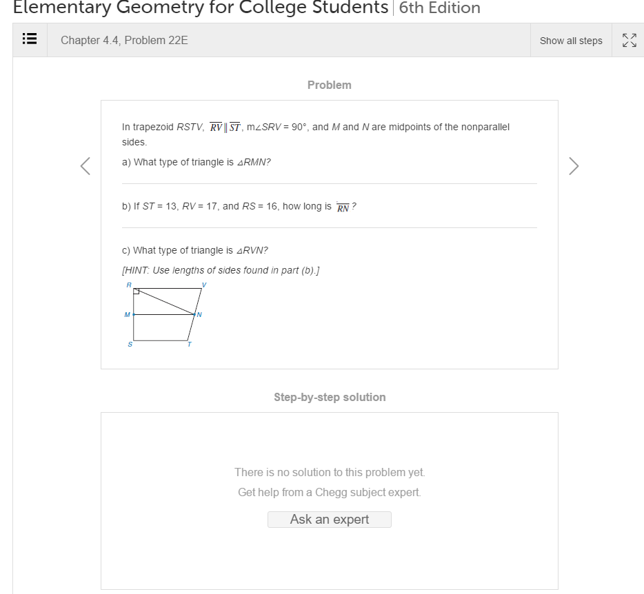 Solved In trapezoid RSTV. Rv||ST. m | Chegg.com