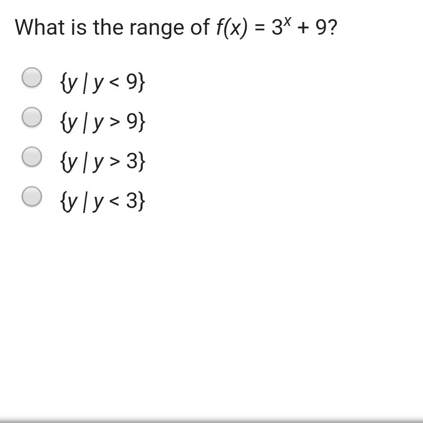 Solved What is the range of f(x) 3*+ 9?