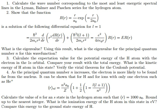 Solved 1. Calculate the wave number corresponding to the | Chegg.com