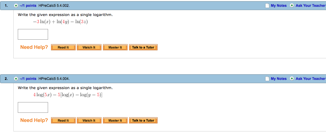 Solved Write the given expression as a single logarithm. | Chegg.com