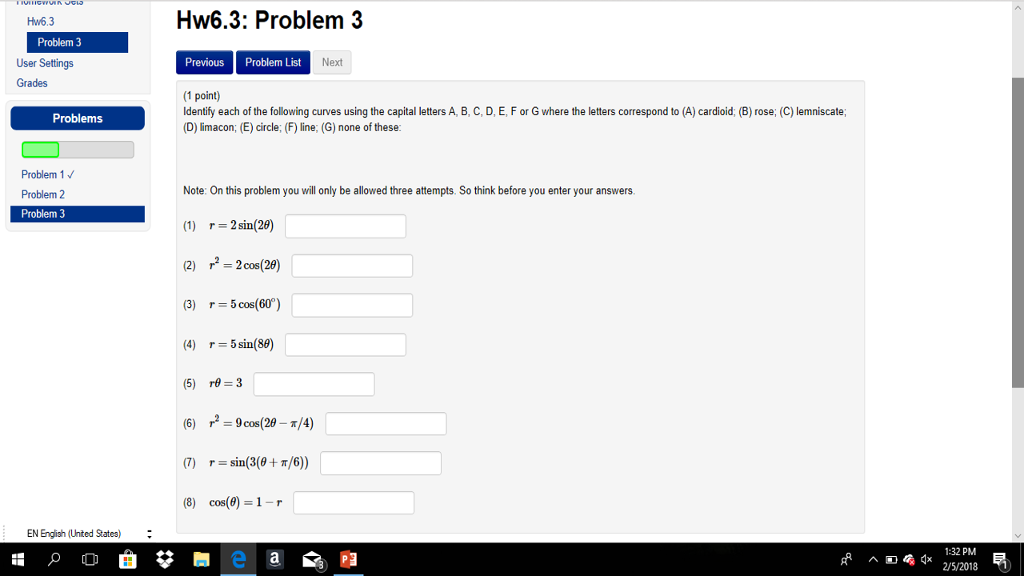 Solved Hw6.3 Hw6.3: Problem 3 Problem 3 User Settings Grades | Chegg.com