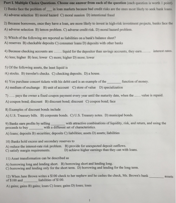 Solved Banks face the problem of in loan markets because