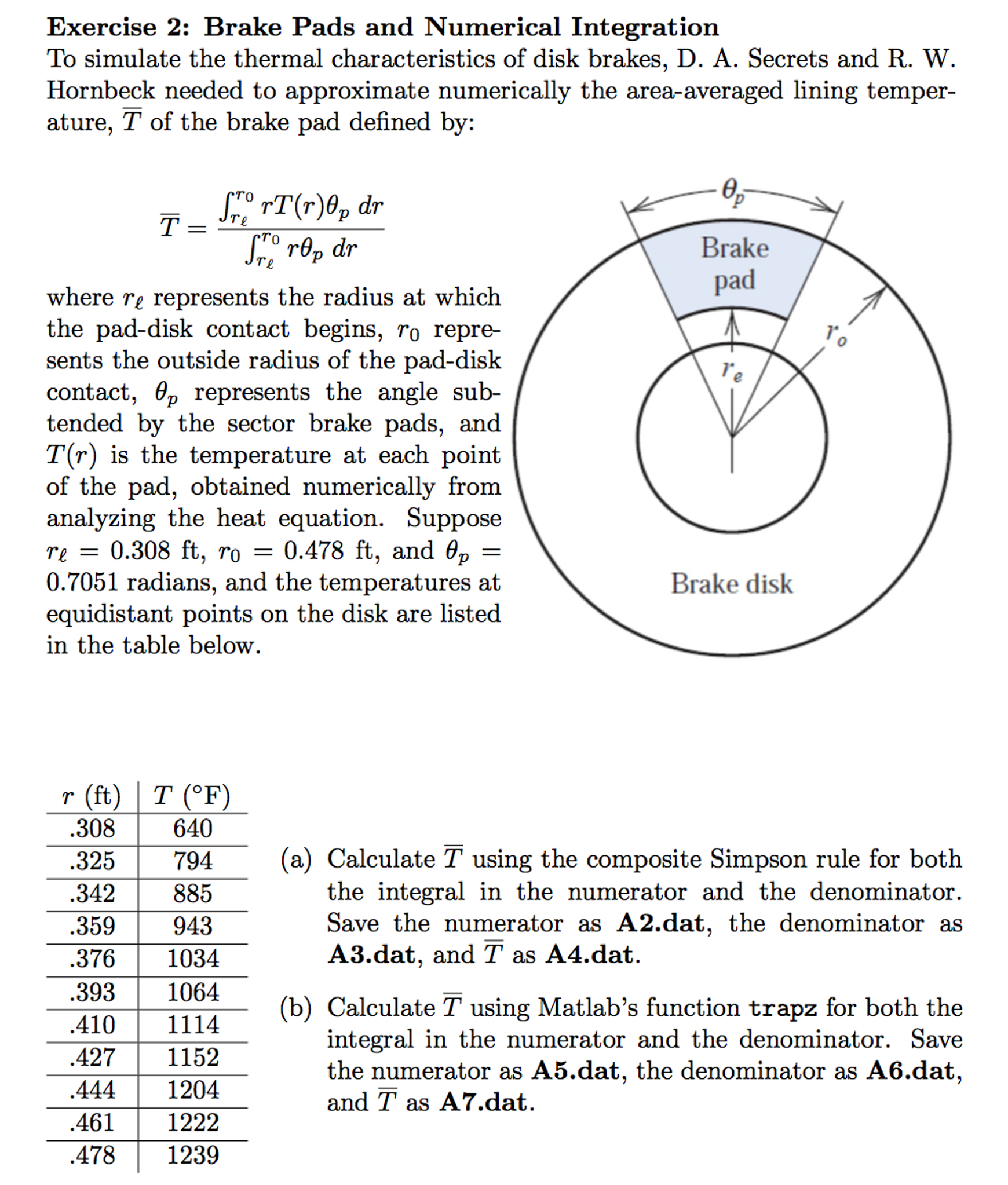 Brake Pads and Numerical Integration To simulate the