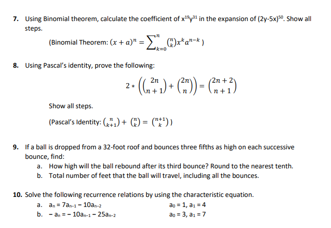 Solved 7 Using Binomial Theorem Calculate The Coefficient 3606