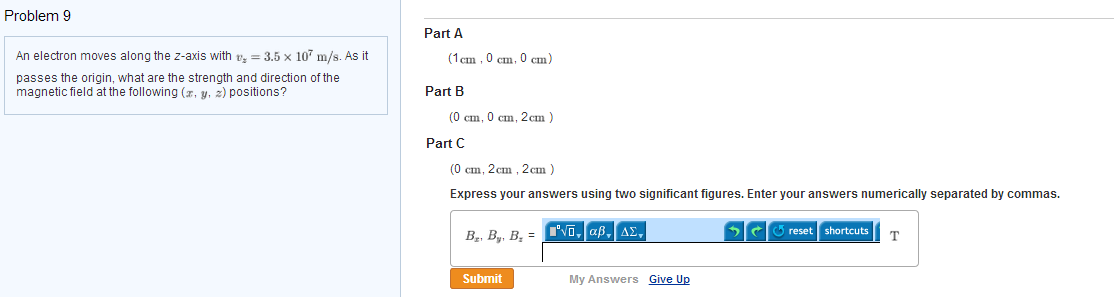 solved-an-electron-moves-along-the-z-axis-with-vz-3-5-chegg