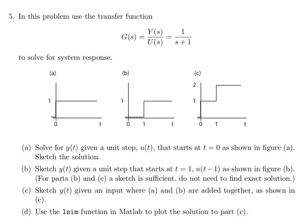 Solved 5. In This Problem Use The Transfer Function G(s) = | Chegg.com