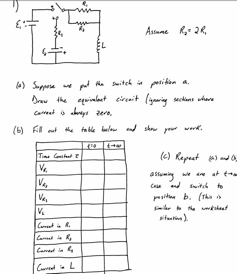 Solved Suppose we put the switch in position a. Draw the | Chegg.com