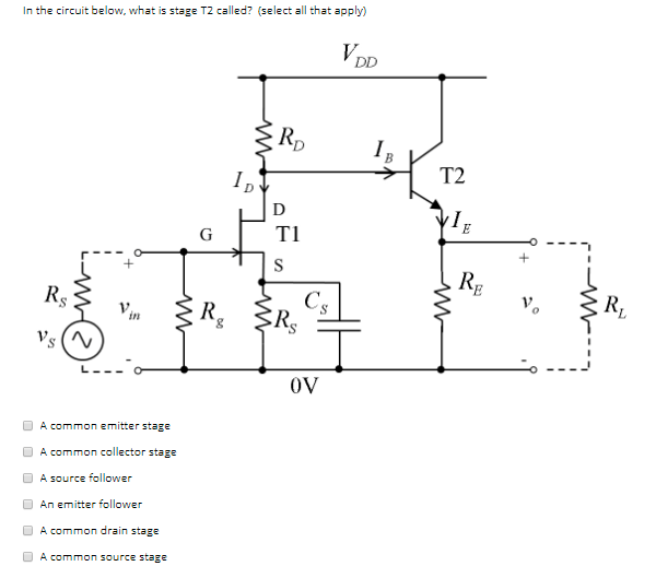 Solved In the circuit below, what is stage T2 called? | Chegg.com